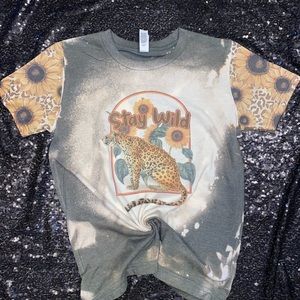 🐆 STAY WILD🐆 Bleached Tee & Sleeves